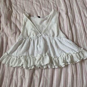 White Ruffled Sleeveless Top